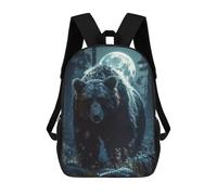 sinyumoney Zaino per bambini stampato 3D DJ Monkey with Headphones Borsa da scuola, Zaino per studenti, Zaino alla moda e leggero per la scuola, il college e i viaggi, Bear In Nordic Forest, 17"
