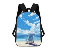 sinyumoney Zaino per bambini stampato 3D DJ Monkey with Headphones Borsa da scuola, Zaino per studenti, Zaino alla moda e leggero per la scuola, il college e i viaggi, Peaceful Beach Pixel Art, 17"