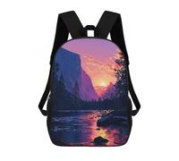 sinyumoney Zaino per bambini stampato 3D DJ Monkey with Headphones Borsa da scuola, Zaino per studenti, Zaino alla moda e leggero per la scuola, il college e i viaggi, Viola Yosemite Pixel Art, 17"