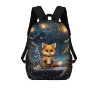 sinyumoney Zaino per bambini stampato 3D Fox Christmas Family Borsa da scuola, zaino per studenti, zaino alla moda e leggero per la scuola, il college e i viaggi, Xmas Cute Fox Tea, 17"