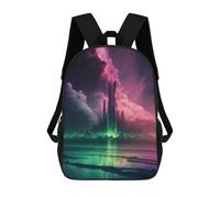 sinyumoney Zaino Per Bambini Stampato in 3D Alien Cityscape Reflections Zaino Scolastico Per Studenti, Zaino Casual Alla Moda, Borse Scolastiche Leggere Per Scuola, Università E Viaggi 17inch