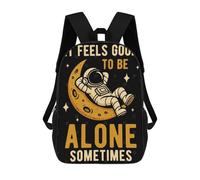 sinyumoney Zaino Per Bambini Stampato in 3D Astronaut on Moon - Alone Time Borsa Scolastica Leggera Da Viaggio Zaino Scolastico Alla Moda Per Bambini Studenti 17inch