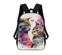 sinyumoney Zaino Per Bambini Stampato in 3D Cat Romantic Couple Borsa Scolastica Leggera Da Viaggio Zaino Scolastico Alla Moda Per Bambini Studenti 17inch