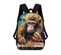 sinyumoney Zaino Per Bambini Stampato in 3D Colorful Chimpanzee Artist Borsa Scolastica Leggera Da Viaggio Zaino Scolastico Alla Moda Per Bambini Studenti 17inch