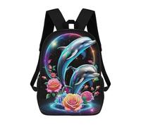 sinyumoney Zaino Per Bambini Stampato in 3D Dolphins And Roses A Magical Dance Borsa Scolastica Leggera Da Viaggio Zaino Scolastico Alla Moda Per Bambini Studenti 17inch