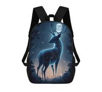 sinyumoney Zaino Per Bambini Stampato in 3D Enchanted Forest Deer Moonlit Night Zaino Scolastico Per Studenti, Zaino Casual Alla Moda, Borse Scolastiche Leggere Per Scuola, Università E Viaggi 17inch