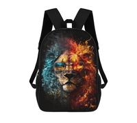 sinyumoney Zaino Per Bambini Stampato in 3D Fire & Ice Lion Sunglasses Borsa Scolastica Leggera Da Viaggio Zaino Scolastico Alla Moda Per Bambini Studenti 17inch