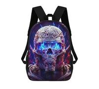 sinyumoney Zaino Per Bambini Stampato in 3D Flaming Skull Artwork -6 Borsa Scolastica Leggera Da Viaggio Zaino Scolastico Alla Moda Per Bambini Studenti 17inch