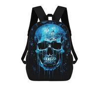 sinyumoney Zaino Per Bambini Stampato in 3D Glowing Blue Skull Artwork-2 Borsa Scolastica Leggera Da Viaggio Zaino Scolastico Alla Moda Per Bambini Studenti 17inch
