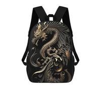 sinyumoney Zaino Per Bambini Stampato in 3D Golden Dragon Artwork-3 Zaino Scolastico Ad Alta Capacità, Borse Da Viaggio Per Libri Per Ragazzi, Studenti Delle Scuole Elementari E Medie 17inch