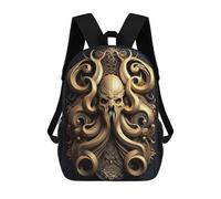 sinyumoney Zaino Per Bambini Stampato in 3D Golden Octopus Skull Artwork Zaino Scolastico Per Studenti, Zaino Casual Alla Moda, Borse Scolastiche Leggere Per Scuola, Università E Viaggi 17inch