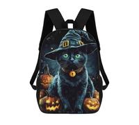 sinyumoney Zaino Per Bambini Stampato in 3D Halloween Witch Cat Borsa Scolastica Leggera Da Viaggio Zaino Scolastico Alla Moda Per Bambini Studenti 17inch