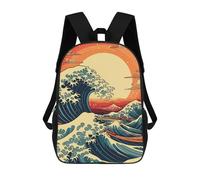 sinyumoney Zaino Per Bambini Stampato in 3D Massive Waves Japanese Zaino Scolastico Per Studenti, Zaino Casual Alla Moda, Borse Scolastiche Leggere Per Scuola, Università E Viaggi 17inch