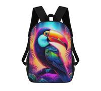 sinyumoney Zaino Per Bambini Stampato in 3D Neon Toucan Borsa Scolastica Leggera Da Viaggio Zaino Scolastico Alla Moda Per Bambini Studenti 17inch