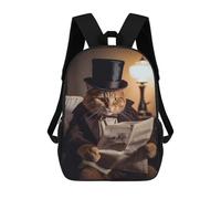 sinyumoney Zaino Per Bambini Stampato in 3D Orange Tabby Hat Reading Borsa Scolastica Leggera Da Viaggio Zaino Scolastico Alla Moda Per Bambini Studenti 17inch