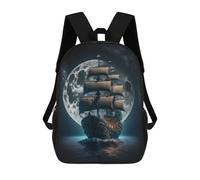 sinyumoney Zaino Per Bambini Stampato in 3D Pirate Ship Under Full Moon Zaino Scolastico Per Studenti, Zaino Casual Alla Moda, Borse Scolastiche Leggere Per Scuola, Università E Viaggi 17inch