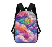 sinyumoney Zaino Per Bambini Stampato in 3D Rainbow Fields in The Sky Borsa Scolastica Leggera Da Viaggio Zaino Scolastico Alla Moda Per Bambini Studenti 17inch