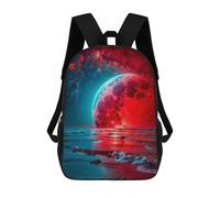 sinyumoney Zaino Per Bambini Stampato in 3D Red Moon And The Sea Borsa Scolastica Leggera Da Viaggio Zaino Scolastico Alla Moda Per Bambini Studenti 17inch