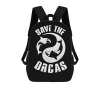 sinyumoney Zaino Per Bambini Stampato in 3D Save The Orcas Orca Killer Zaino Scolastico Ad Alta Capacità, Borse Da Viaggio Per Libri Per Ragazzi, Studenti Delle Scuole Elementari E Medie 17inch