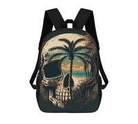 sinyumoney Zaino Per Bambini Stampato in 3D Skull Beach Sunset Artwork Zaino Scolastico Ad Alta Capacità, Borse Da Viaggio Per Libri Per Ragazzi, Studenti Delle Scuole Elementari E Medie 17inch