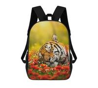 sinyumoney Zaino Per Bambini Stampato in 3D Sleeping Tiger in A Field of Flowers Borsa Scolastica Leggera Da Viaggio Zaino Scolastico Alla Moda Per Bambini Studenti 17inch