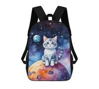 sinyumoney Zaino per bambini stampato in 3D Space Cat Watercolor Borsa da scuola, Zaino per studenti, Zaino alla moda e leggero per scuola, college e viaggi, Space Cat Watercolor, 17"