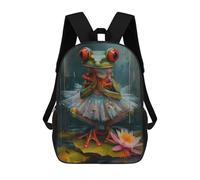 sinyumoney Zaino per bambini stampato in 3D Space Cat Watercolor Borsa da scuola, Zaino per studenti, Zaino alla moda e leggero per scuola, college e viaggi, Frog Ballerina Olio Painting, 17"