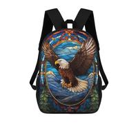 sinyumoney Zaino Per Bambini Stampato in 3D Stained Glass Bald Eagle Borsa Scolastica Leggera Da Viaggio Zaino Scolastico Alla Moda Per Bambini Studenti 17inch