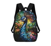 sinyumoney Zaino Per Bambini Stampato in 3D Stained Glass Peacock Borsa Scolastica Leggera Da Viaggio Zaino Scolastico Alla Moda Per Bambini Studenti 17inch