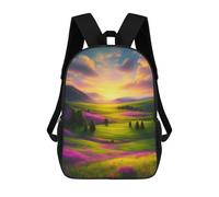 sinyumoney Zaino Per Bambini Stampato in 3D Sunset Over Rolling Hills Zaino Scolastico Ad Alta Capacità, Borse Da Viaggio Per Libri Per Ragazzi, Studenti Delle Scuole Elementari E Medie 17inch