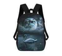 sinyumoney Zaino Per Bambini Stampato in 3D Swan Moonlit Lake Reflections Borsa Scolastica Leggera Da Viaggio Zaino Scolastico Alla Moda Per Bambini Studenti 17inch