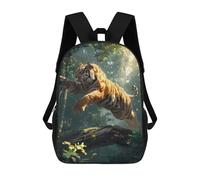 sinyumoney Zaino Per Bambini Stampato in 3D Tiger Jump Over Tree Trunk Borsa Scolastica Leggera Da Viaggio Zaino Scolastico Alla Moda Per Bambini Studenti 17inch