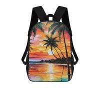 sinyumoney Zaino Per Bambini Stampato in 3D Tropical Beach Sunset Painting Zaino Scolastico Per Studenti, Zaino Casual Alla Moda, Borse Scolastiche Leggere Per Scuola, Università E Viaggi 17inch