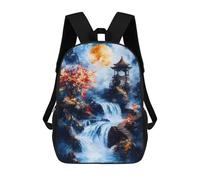 sinyumoney Zaino Per Bambini Stampato in 3D Waterfall Under Full Moon Borsa Scolastica Leggera Da Viaggio Zaino Scolastico Alla Moda Per Bambini Studenti 17inch