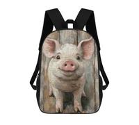 sinyumoney Zaino per bambini stampato in 3D Weed VIII Borsa da scuola, zaino per studenti, zaino alla moda e leggero per scuola, college e viaggi, Smiling Pig - Ritratto Minimal Farm Animal Wal, 17"