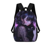 sinyumoney Zaino Per Bambini Stampato in 3D Whimsical Gothic Cat Lady Borsa Scolastica Leggera Da Viaggio Zaino Scolastico Alla Moda Per Bambini Studenti 17inch