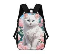 sinyumoney Zaino Per Bambini Stampato in 3D White Cat Zaino Scolastico Ad Alta Capacità, Borse Da Viaggio Per Libri Per Ragazzi, Studenti Delle Scuole Elementari E Medie 17inch