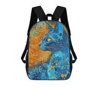 sinyumoney Zaino per bambini stampato in 3D Wild Nature Borsa da scuola, zaino per studenti, zaino alla moda e leggero per scuola, college e viaggi, Blue Cat Painting, 17"