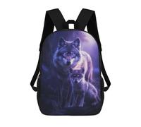 sinyumoney Zaino Per Bambini Stampato in 3D Wolf And Pup in Moonlight Borsa Scolastica Leggera Da Viaggio Zaino Scolastico Alla Moda Per Bambini Studenti 17inch