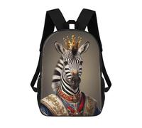 sinyumoney Zaino Per Bambini Stampato in 3D Zebra King Portrait Borsa Scolastica Leggera Da Viaggio Zaino Scolastico Alla Moda Per Bambini Studenti 17inch