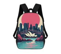 sinyumoney Zaino Per Bambini Sydney Skyline with Opera House Zaino Scolastico 3D Borsa Scolastica Zaino Scolastico Per Bambini Borse Scolastiche Zaino Alla Moda Con Tasca Borse Per Libri 17inch