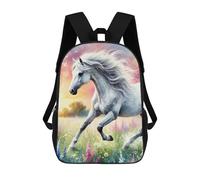 sinyumoney Zaino Per Bambini White Horse Running Through Field Zaino Scolastico 3D Borsa Scolastica Zaino Scolastico Per Bambini Borse Scolastiche Zaino Alla Moda Con Tasca Borse Per Libri 17inch