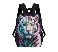 sinyumoney Zaino Per Bambini White Tiger with Neon Splashes Per Ragazzi E Ragazze, Zaino Da Viaggio Per Bambini, Zaino Scolastico Per Adolescenti 17inch