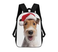 sinyumoney Zaino Per Bambini Wire Fox Terrier Dog with Santa Hat Per Ragazzi E Ragazze, Zaino Da Viaggio Per Bambini, Zaino Scolastico Per Adolescenti 17inch