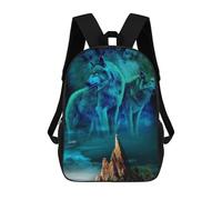 sinyumoney Zaino Per Bambini Wolf Pack Moonlit Night-1 Zaino Scolastico 3D Borsa Scolastica Zaino Scolastico Per Bambini Borse Scolastiche Zaino Alla Moda Con Tasca Borse Per Libri 17inch
