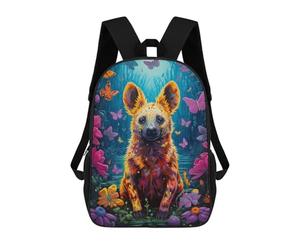 sinyumoney Zaino per bambini, zaino da gioco al neon per bambini, zaino da gioco, grande capacità, per studenti, ragazzi, ragazze, adulti e adolescenti, Colorful Hyena In Fantasy Garden, 17"