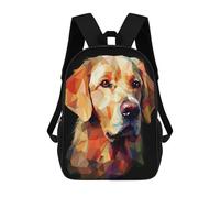 sinyumoney Zaino per bambini, zaino scolastico stampato 3D, zaino per ragazzi e ragazze, zaino regolabile per scuola elementare, Golden Retriever Abstract, 17"