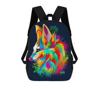 sinyumoney Zaino per bambini, zaino scolastico stampato 3D, zaino per ragazzi e ragazze, zaino regolabile per scuola elementare, Colorful Fox Illustrazione, 17"