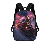 sinyumoney Zaino per bambini, zaino scolastico stampato 3D, zaino per ragazzi e ragazze, zaino regolabile per scuola elementare, Christmas Train In The Mountains, 17"