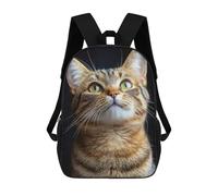 sinyumoney Zaino per bambini, zaino scolastico stampato 3D, zaino per ragazzi e ragazze, zaino regolabile per scuola elementare, Curious Tabby Cat, 17"